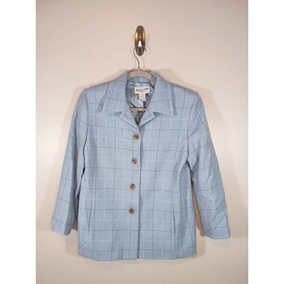 Pendleton Jackets & Blazers - Pendleton Wool Academia Plaid Blue Women's Blazer Size 6‎ Petite